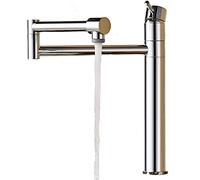CXYWBD Pot Filler ° Swivel Folding Kitchen Faucet with Dual Modes Sprayer, Brass Single Handle Cold and Hot Mixer Tap, Stretchable Double Swing Joint Kitchen Sink Faucet,Black(Chrome)