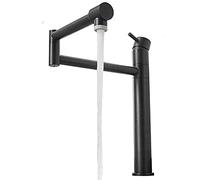 CXYWBD Pot Filler ° Swivel Folding Kitchen Faucet with Dual Modes Sprayer, Brass Single Handle Cold and Hot Mixer Tap, Stretchable Double Swing Joint Kitchen Sink Faucet,Black(Black)