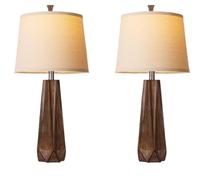 CXYWBD Resin Table Lamp Set of Temperatures, with Linen Shade, Nightstand Bedroom Office Decor, 2 Included Suitable for bedrooms, Living Rooms, Offices, Book(Wood Grain Color)
