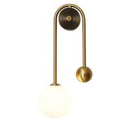 CXYWBD Retro Brass Light Milk Glass Globe White Bathroom Vanity Lamp for Bedroom Bedside Living Room Corridor Wall Lantern T-155