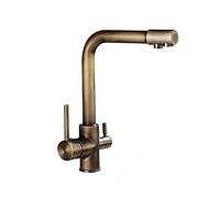 CXYWBD °Rotating Kitchen Taps Antique Brass Bathroom Sink Mixer Tap Water Filter Mixer Taps Double Handle Kitchen Faucet Single Hole Hot and Cold Water Tap 2 Functions Thriving