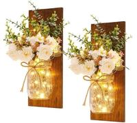 CXYWBD Rustic LED Fairy Lamp String Light Flower Chic Hanging House Decor Compatible with Wedding Glass Bottle Lamps Wall Sconces