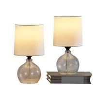 CXYWBD Set of 13 Inch Bedroom Bedside Side Glass Table Lamp Small Space Suitable for bedrooms, Living Rooms, Offices, Book