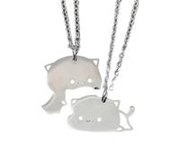 CXYWBD Silver Cat Necklace Love Couple Long Chain Matching Pieces Puzzle Cute Cartoon Cat,Creative Pendant Gifts for Her-Type B:0.98 * 1.02in|Chain Length：23.6in