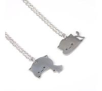 CXYWBD Silver Cat Necklace Love Couple Long Chain Matching Pieces Puzzle Cute Cartoon Cat,Creative Pendant Gifts for Her- Type A:0.59 * 1.02in|Chain Length：23.6in