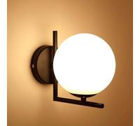 CXYWBD Spherical Glass Lampshade, Nordic Lamps Globe Creative Metal Indoor Wall Lamp for Living Restaurant Balcony Porch Bathroom Children's Room, Gold(Black)