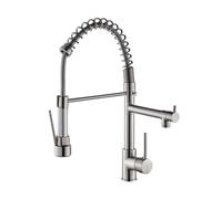 CXYWBD Spring Neck Kitchen Tap Pull out Dual Mode Single Hole Sink Faucet ° Rotation Brushed Stainless Steel