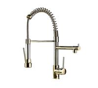 CXYWBD Spring Neck Kitchen Tap Pull out Dual Mode Single Hole Sink Faucet ° Rotation Gold