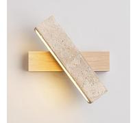 CXYWBD Square Wooden Lamp 180° Rotating Travertine Warm Light 3000K Wall Lights for Bedroom Living Room Hallway T-155(Wood Color)