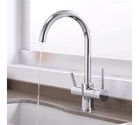 CXYWBD Stainless Steel 3 Way Kitchen Faucet with Filter Dual Handle Drinking Water Tap