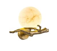 CXYWBD Style Round Marble Lampshade Lamps Full Copper Sconces Indoor LED 3-Color Adjustable Source Wall Light for Corridor,