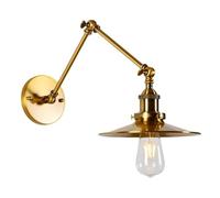 CXYWBD Swing Arm Brushed Metal Light, Adjustable Golden for Living Room Bedroom Desk Office Wall Lamps T-155(30+30 cm)