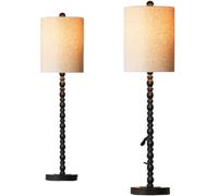 CXYWBD Table Lamp Set of 2 with Metal Base Textured Linen Shade Dining Room and Entryway Suitable for bedrooms, Living Rooms, Offices, Book(Matte Black)