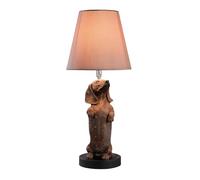 CXYWBD Table Lamp with Puppy Statue, Rocker Switch, Fabric Lampshade, Metal Base, Bedroom, Bedside and Room Suitable for bedrooms, Living Rooms, Offices, Book
