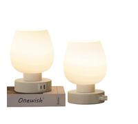 CXYWBD Touch 3-Way Dimmable with Glass Shade, Warm LED Included, Bedside Table Lamp, USB White 2 Pieces Suitable for bedrooms, Living Rooms, Offices, Book