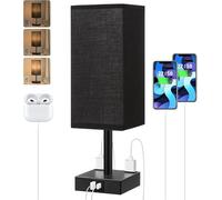 CXYWBD Touch Desk Lamp, Dimmable, with Charging Port and Two AC Outlets, Bedroom Room Dormitory Office, Black Suitable for bedrooms, Living Rooms, Offices, Book