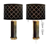 CXYWBD Touch Desk Set of Black Mirror Lamp with 2 USB Ports, 3-Way Dimmable Room, Bedroom, Home Office Suitable for bedrooms, Living Rooms, Offices, Book