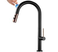 CXYWBD Touch Sensor Kitchen Faucet with Pull out Sprayer in Black and Rose Gold Hot and Cold Water Dual Functionality