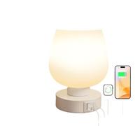 CXYWBD Touch Table Lamp with USB Charging Port, White Glass Shade, Three-Level Dimming, Bedroom and Bedside, 1 Pack Suitable for bedrooms, Living Rooms, Offices, Book
