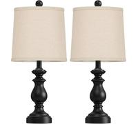 CXYWBD Traditional Table Lamp Set of Rustic Farmhouse Style with Linen Shade Room Bedroom Bedside, 22", Black Suitable for bedrooms, Living Rooms, Offices, Book