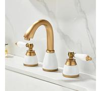 CXYWBD Vintage Antique Brass Bathroom Basin Mixer Tap with Dual Lever Handles 3 Hole for Hot and Cold Water Control