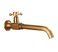 CXYWBD Vintage Antique Brass Wall Mounted Basin Tap with Degree Adjustable Swivel Spout and Single Handle Copper Cold Water Faucet