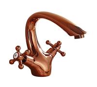 CXYWBD Vintage Brass Bathroom Faucet Double Cross Handle Mixer Sink Tap Single Hole Cold Hot Mixer Vanity Tap in Rose Gold Color