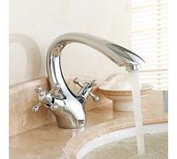 CXYWBD Vintage Brass Double Cross Handle Bathroom Faucet Single Hole Mixer Tap for Bathroom Sink Hot and Cold Water Retro Gold Vanity Faucet