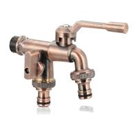 CXYWBD Vintage Brass Double Outlet Garden Tap Wall Mounted 1/2'' Inch Frost Resistant Faucet for Outdoor Use