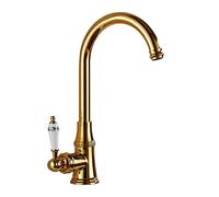 CXYWBD Vintage Brass Kitchen Faucet Mixer Tap with Hot and Cold Water Antique Gold Single Hole Black