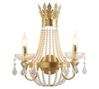 CXYWBD Vintage Candle Lamp Elegante Crystal with Pearl Chain for Bedroom Bedside Dining Living Room Hallway Wall Light T-155