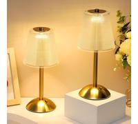 CXYWBD Vintage Portable Cordless Gold Table Lamp, Touch Battery Powered, Dimmable, Bedroom, Dining Room, 2-Pack Suitable for bedrooms, Living Rooms, Offices, Book