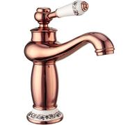 CXYWBD Vintage Retro Bathroom Sink Faucets Hot and Cold Mixer Tap with Single Handle Basin Faucet in Rose Gold Finish