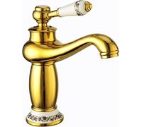 CXYWBD Vintage Retro Gold Bathroom Sink Faucet with Single Handle Hot and Cold Mixer Tap
