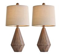 CXYWBD Vintage Set of 2, Linen Lampshade, Bedroom Room Bedside, Side Table Lamp Decoration Suitable for bedrooms, Living Rooms, Offices, Book(Dark Wood Resin)