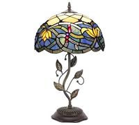 CXYWBD Vintage Stained Glass Lampshade, Resin Base, Reading Lamp Decoration Bedroom Room Dining Table Suitable for bedrooms, Living Rooms, Offices, Book(Blue Style)