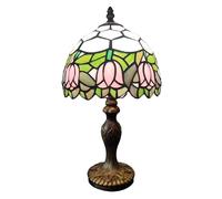 CXYWBD Vintage Stained Glass Table Lamp, Including 3-Way, Home Room Nightstand Bedroom Office Suitable for bedrooms, Living Rooms, Offices, Book(Pink Tulip)