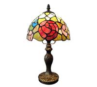 CXYWBD Vintage Stained Glass Table Lamp, Including 3-Way Home Room Nightstand Bedroom Office Suitable for bedrooms, Living Rooms, Offices, Book(Rose Flowers - A)