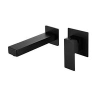 CXYWBD Wall Mounted Waterfall Bathroom Mixer Faucet in Bright Chrome Finish Single Lever Basin Tap for Washing Basin Stylish Waterfall Bath Mixer (Black LT 424)