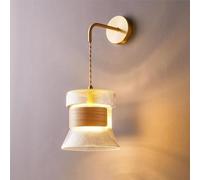 CXYWBD Walnut Iron Art Lamp Japanese Cylindrical Sconces Source Wall Light for Bedroom Bedside Bathroom Headlights Home Lighting Foyers(Log)