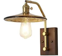 CXYWBD Walnut Wall Lamp Nordic Vintage Glass Bedroom Lighting Fixture for Bedside Living Room Hallway