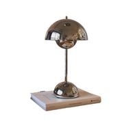 CXYWBD Wireless Touch Mushroom Table Lamp, Dimmable, Rechargeable, Bedroom Room Nightstand Bedside Suitable for bedrooms, Living Rooms, Offices, Book(Chrome)
