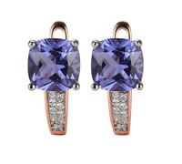 CXYWBD Women's D-Shaped Blue Cushion-Cut moissanite, Sapphire Earrings Set with Diamonds, a Gift for Women.