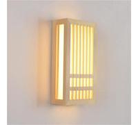 CXYWBD Wood Japanese Style Light Square Log Lamp 8W 3000K Home Decor Lighting Fixture for Bedroom Living Aisle Study Room Stairs Cafe Restaurant Wall Mounted Lamp(Whit(WH