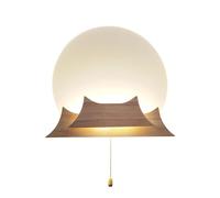 CXYWBD Wooden, Dimmable LED Light for Living Room Bedroom Bedside Wall Lamp with Pull T-155(Wood Color)