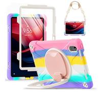 Cxzaqwer Funda para Lenovo Tab M11/K11(TB-330FU/TB-331FC), Xiaoxin Pad de 11 pulgadas 2024/2025 con soporte giratorio de 360°, correa de mano, correa para el hombro, protector de pantalla, color rosa