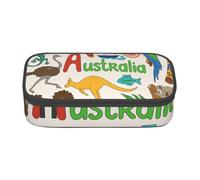 Cxzmnba Australia Icons - Estuche colorido para niños y niñas, esencial para el regreso a clases, suministros para estudiantes, bolsa para lápices, Black, Talla única, Organizador de bolsas