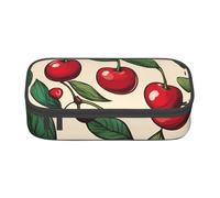Cxzmnba Bonito estuche para 2 lápices de cerezas rojas dulces para niños y niñas, esencial para el regreso a clases, suministros para estudiantes, bolsa para lápices, Black, Talla única, Organizador