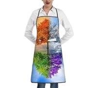 Cxzmnba Delantal de árboles de dos estaciones con bolsillo, resistente al agua, fácil cuidado para cocina, taller y trabajo de manualidades, blanco, Talla única