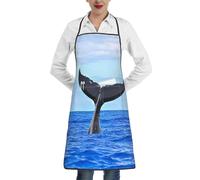 Cxzmnba Delantal de cola de ballena con bolsillo, resistente al agua, fácil cuidado para cocina, taller y trabajo de manualidades, blanco, Talla única